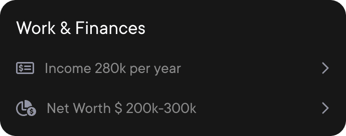 Work & Finances overlay